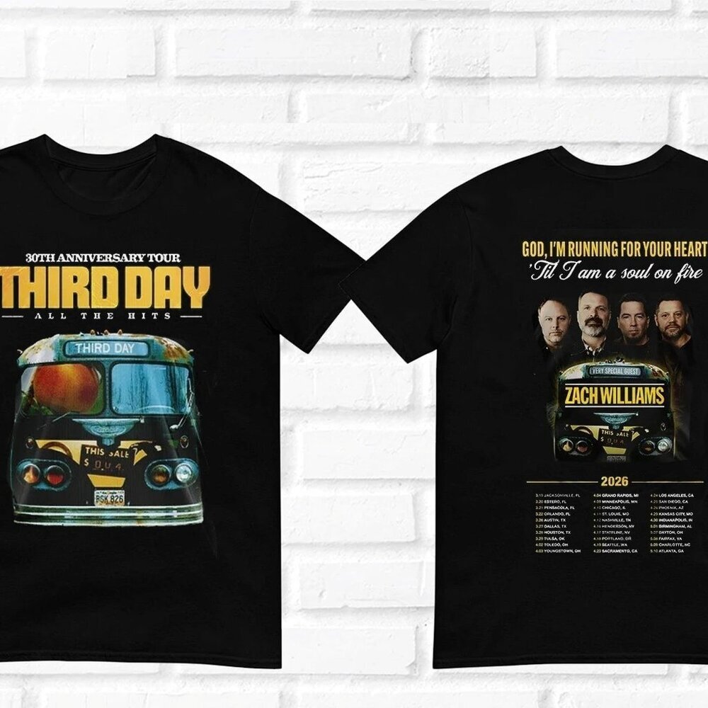 Third Day 30Th Anniversary Tour 2026 All The Hits With Zach Williams Shirt 90